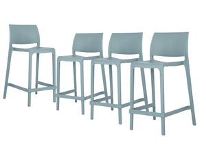 Homeroots Set Of Four Baby Blue Outdoor Counter Height Bar Chairs - Stylish, Durable, And Perfect For Gatherings   565366