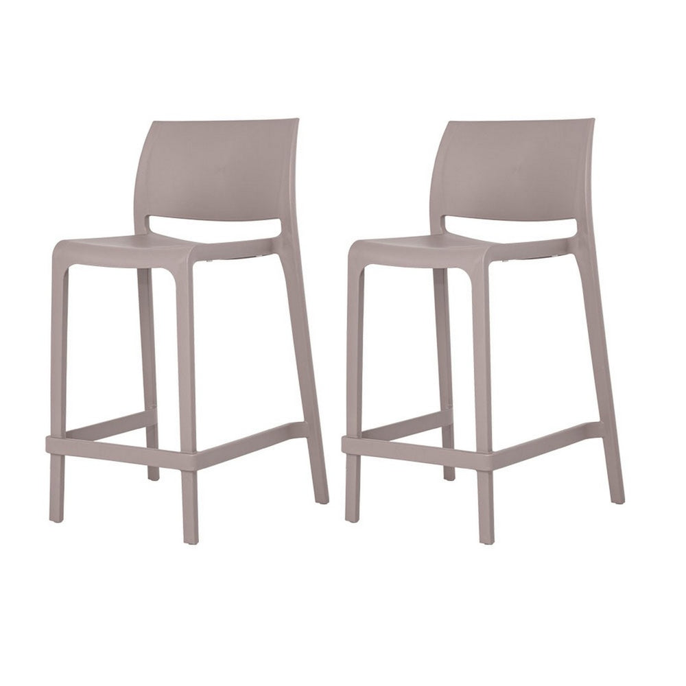 HomeRoots Set of Two 26" Taupe Heavy Duty Plastic Bar Chairs - Stylish Comfort for Outdoor Gatherings & More 565367