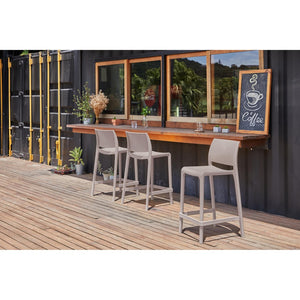 Homeroots Set Of Four Stylish 26" Taupe Outdoor Counter Height Bar Chairs For Comfort & Minimalist Design   565367
