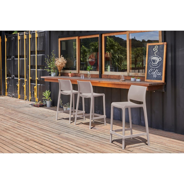 Homeroots Set Of Four Stylish 26" Taupe Outdoor Counter Height Bar Chairs For Comfort & Minimalist Design   565367