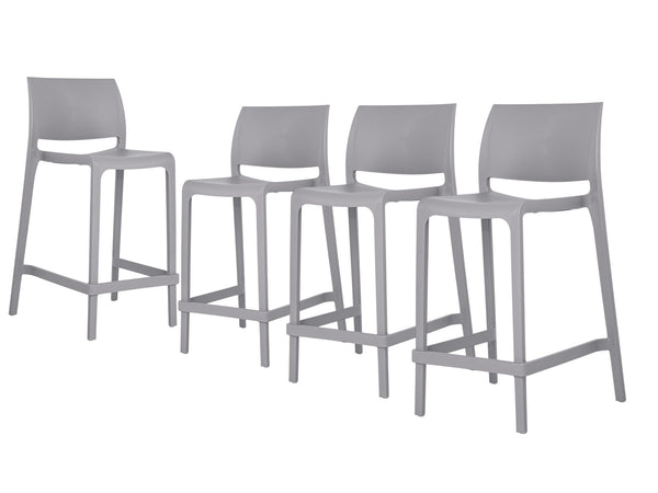 Homeroots Set Of Four 26" Gray Heavy Duty Plastic Bar Chairs - Stylish Outdoor Counter Seating For Any Space   565368