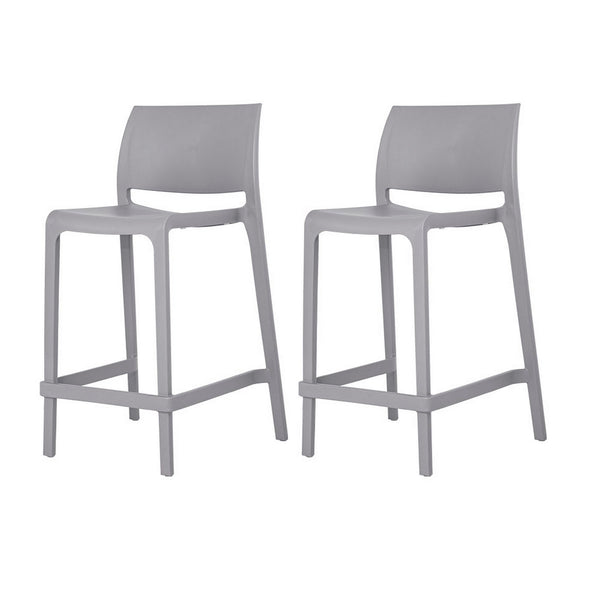 Homeroots Set Of Four 26" Gray Heavy Duty Plastic Bar Chairs - Stylish Outdoor Counter Seating For Any Space   565368