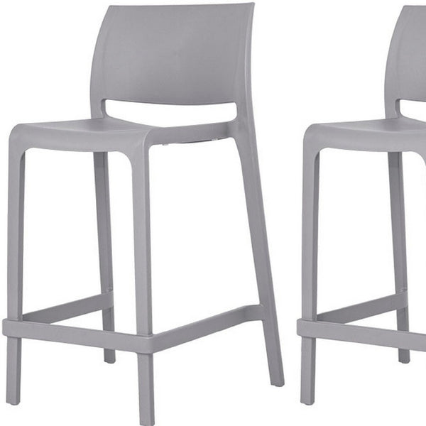 Homeroots Set Of Four 26" Gray Heavy Duty Plastic Bar Chairs - Stylish Outdoor Counter Seating For Any Space   565368
