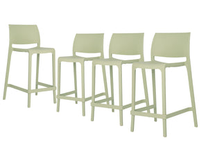 Homeroots Set Of Four 26" Green Heavy Duty Outdoor Bar Chairs – Stylish, Comfortable, Perfect For Your Patio!   565369