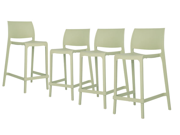Homeroots Set Of Four 26" Green Heavy Duty Outdoor Bar Chairs – Stylish, Comfortable, Perfect For Your Patio!   565369