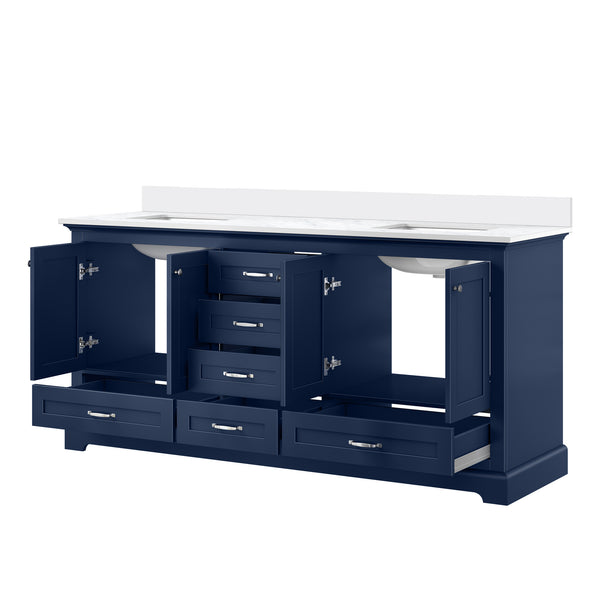 English Elm Navy Double Bath Vanity 72" W x 22" D with Cultured Marble Top, Solid Wood, Soft-Close Drawers, Storage B2731P258394