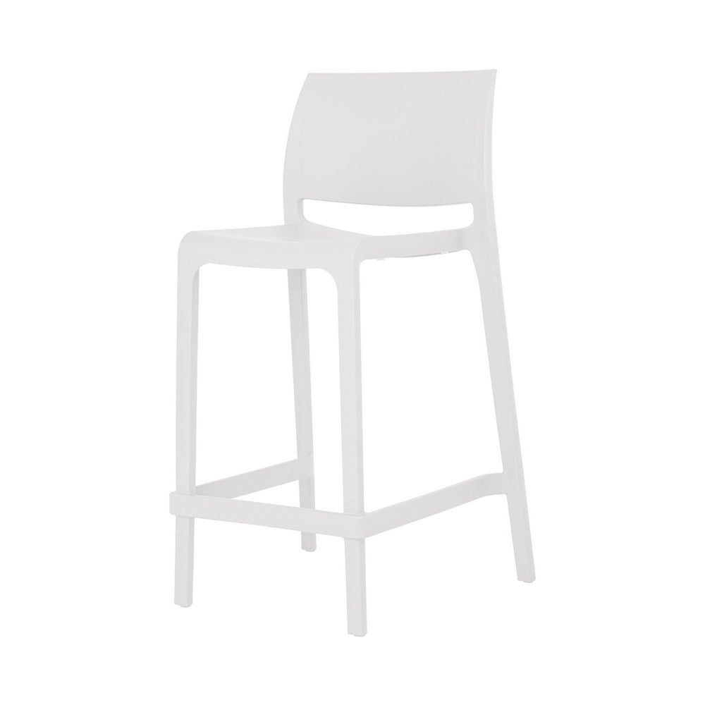 Homeroots Set Of Four Stylish 26" White Heavy Duty Plastic Low Back Outdoor Bar Chairs For Trendy Gatherings   565370