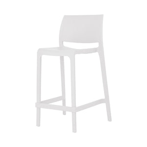 Homeroots Set Of Four Stylish 26" White Heavy Duty Plastic Low Back Outdoor Bar Chairs For Trendy Gatherings   565370