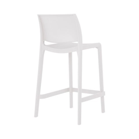 Homeroots Set Of Four Stylish 26" White Heavy Duty Plastic Low Back Outdoor Bar Chairs For Trendy Gatherings   565370