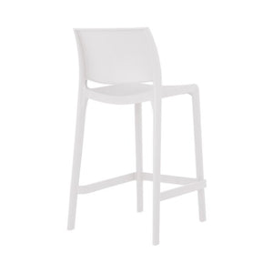 Homeroots Set Of Four Stylish 26" White Heavy Duty Plastic Low Back Outdoor Bar Chairs For Trendy Gatherings   565370