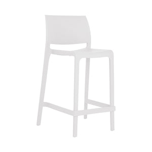 Homeroots Set Of Four Stylish 26" White Heavy Duty Plastic Low Back Outdoor Bar Chairs For Trendy Gatherings   565370