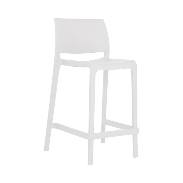 Homeroots Set Of Four Stylish 26" White Heavy Duty Plastic Low Back Outdoor Bar Chairs For Trendy Gatherings   565370
