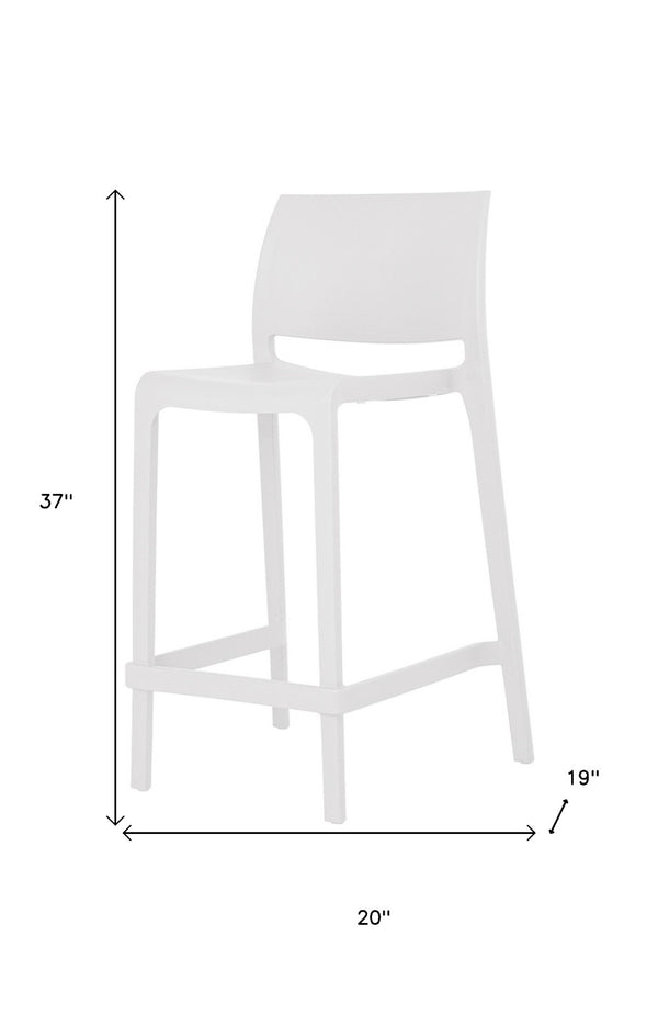 Homeroots Set Of Four Stylish 26" White Heavy Duty Plastic Low Back Outdoor Bar Chairs For Trendy Gatherings   565370