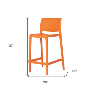 Homeroots Set Of Four 26" Orange Heavy Duty Plastic Low Back Bar Chairs For Stylish Outdoor Gatherings   565371