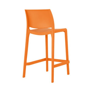 Homeroots Set Of Four 26" Orange Heavy Duty Plastic Low Back Bar Chairs For Stylish Outdoor Gatherings   565371