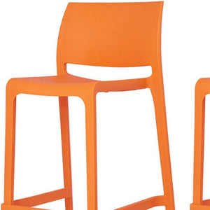 Homeroots Set Of Four 26" Orange Heavy Duty Plastic Low Back Bar Chairs For Stylish Outdoor Gatherings   565371