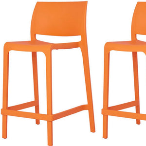 Homeroots Set Of Four 26" Orange Heavy Duty Plastic Low Back Bar Chairs For Stylish Outdoor Gatherings   565371