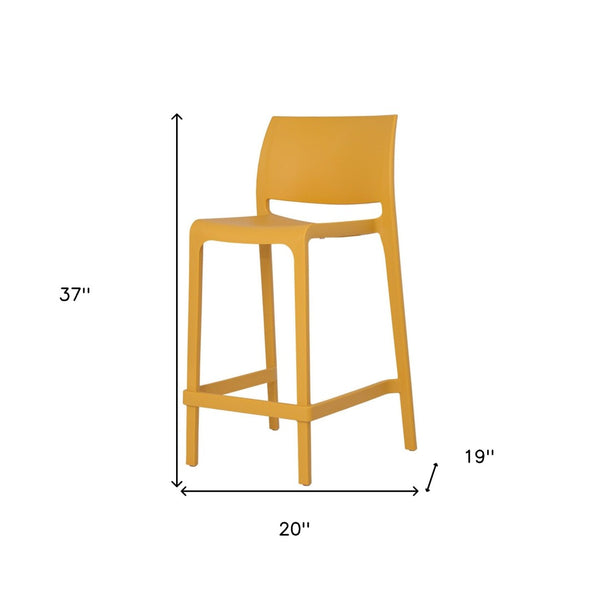 Homeroots Set Of Four 26" Yellow Outdoor Counter Height Bar Chairs - Stylish, Durable, And Perfect For Gatherings   565372