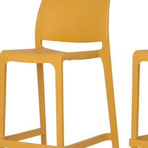 Homeroots Set Of Four 26" Yellow Outdoor Counter Height Bar Chairs - Stylish, Durable, And Perfect For Gatherings   565372