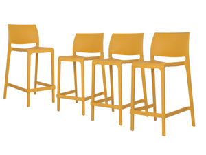 Homeroots Set Of Four 26" Yellow Outdoor Counter Height Bar Chairs - Stylish, Durable, And Perfect For Gatherings   565372