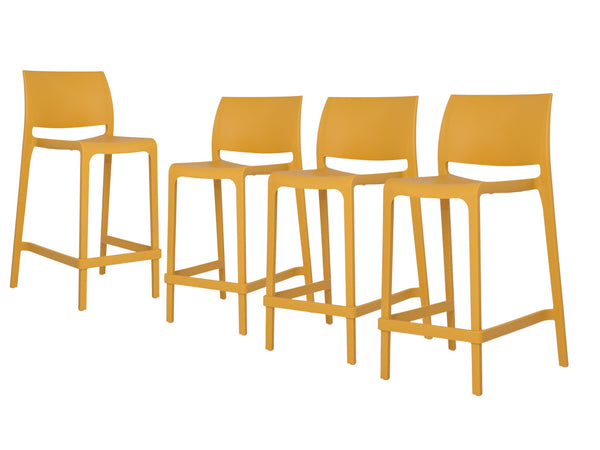 Homeroots Set Of Four 26" Yellow Outdoor Counter Height Bar Chairs - Stylish, Durable, And Perfect For Gatherings   565372