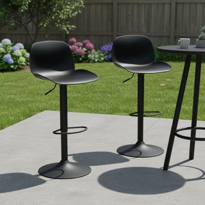 HomeRoots Set of Two Stylish Black Heavy-Duty Adjustable Swivel Bar Chairs for Modern Home & Commercial Use 565373