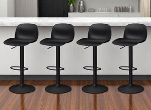 Homeroots Set Of Four Adjustable Black Swivel Bar Chairs With Heavy Duty Plastic & Metal Design For Comfort   565373