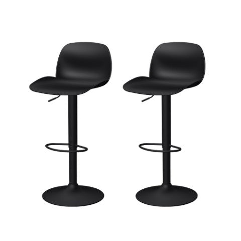 Homeroots Set Of Four Adjustable Black Swivel Bar Chairs With Heavy Duty Plastic & Metal Design For Comfort   565373