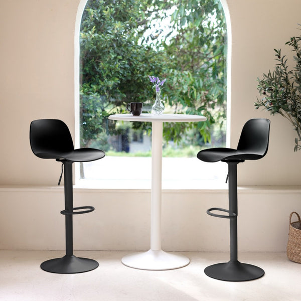 Homeroots Set Of Four Adjustable Black Swivel Bar Chairs With Heavy Duty Plastic & Metal Design For Comfort   565373