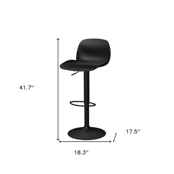 HomeRoots Set of Two Stylish Black Heavy-Duty Adjustable Swivel Bar Chairs for Modern Home & Commercial Use 565373