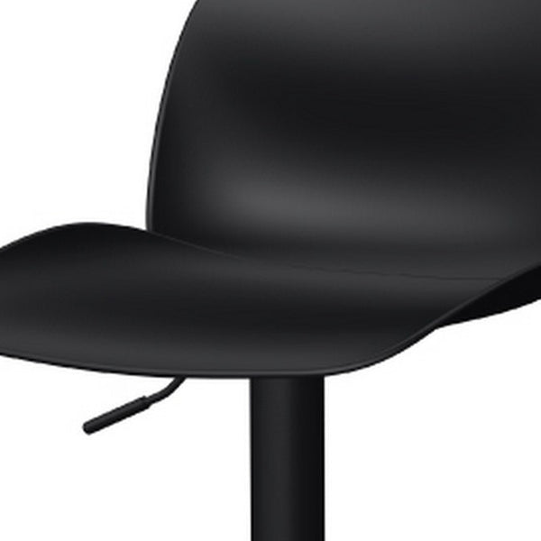 Homeroots Set Of Four Adjustable Black Swivel Bar Chairs With Heavy Duty Plastic & Metal Design For Comfort   565373