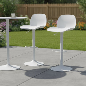 HomeRoots Set of Two White Heavy-Duty Swivel Bar Chairs – Adjustable Height, Modern Design for Home & Commercial Use 565374
