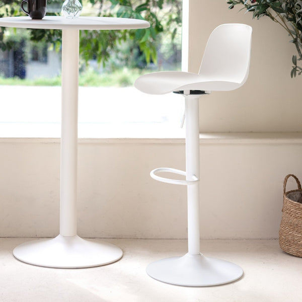 Homeroots Set Of Four White Adjustable Height Swivel Bar Chairs – Stylish Mid Back Design For Ultimate Comfort   565374