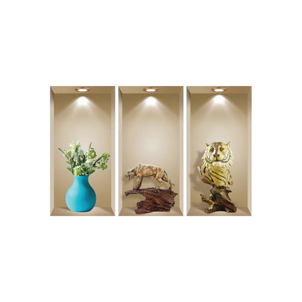 Homeroots Set Of Three Aba Faux Niche 3d Peel And Stick Wall Decals – Easy Apply, Stylish Wall Art For Any Room!  Vinyl 565376