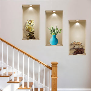 HomeRoots Set of Three Ana Faux Niche 3D Peel and Stick Wall Decals – Transform Your Space with Style! 565377