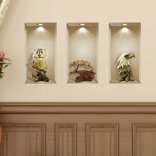 HomeRoots Set of Three Ana Faux Niche 3D Peel and Stick Wall Decals – Transform Your Space with Style! 565377