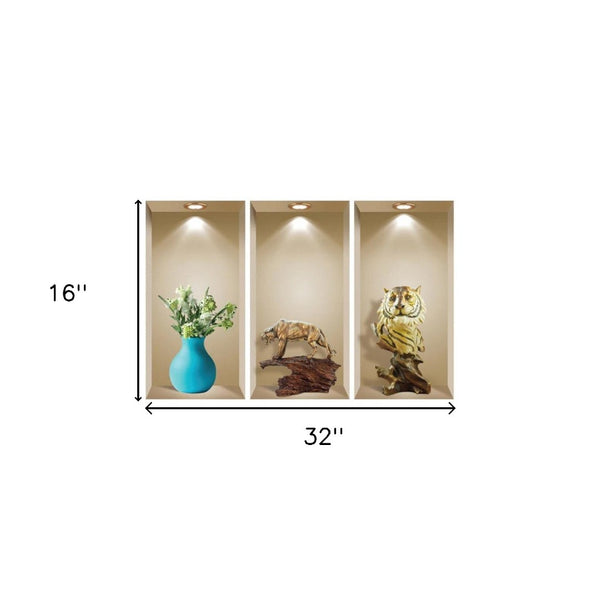 HomeRoots Set of Three Ana Faux Niche 3D Peel and Stick Wall Decals – Transform Your Space with Style! 565377