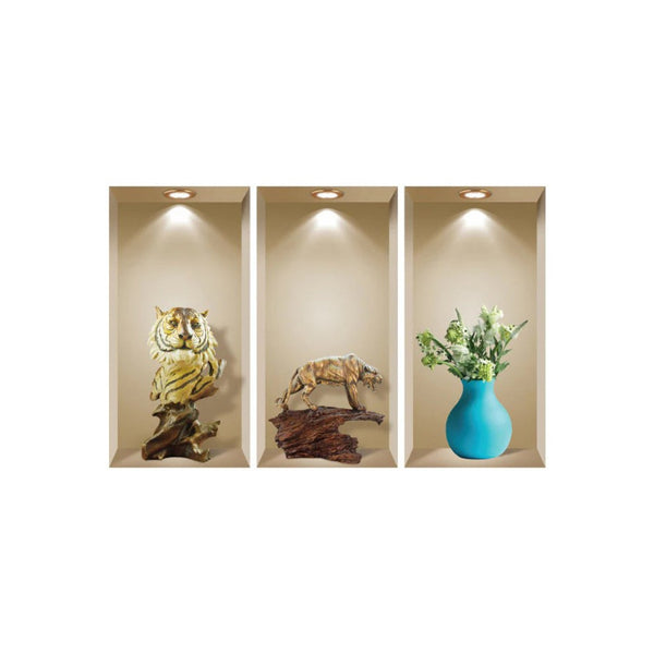 HomeRoots Set of Three Ana Faux Niche 3D Peel and Stick Wall Decals – Transform Your Space with Style! 565377