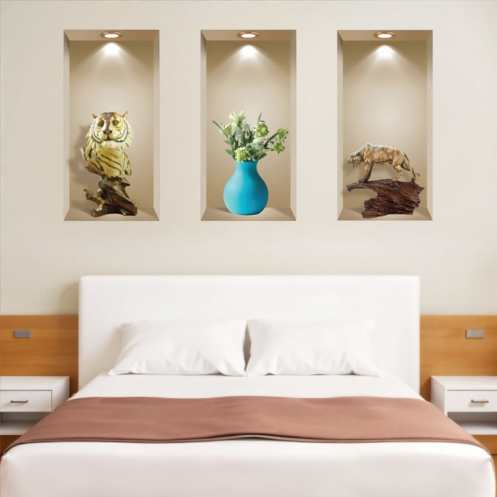 HomeRoots Set of Three Ana Faux Niche 3D Peel and Stick Wall Decals – Transform Your Space with Style! 565377