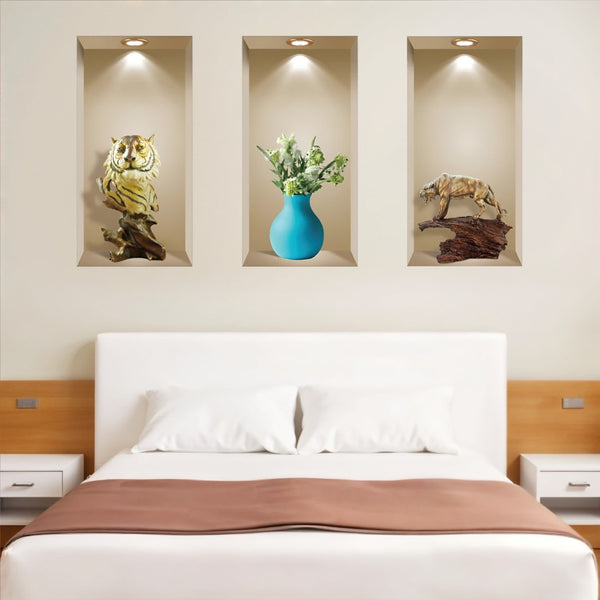 HomeRoots Set of Three Ana Faux Niche 3D Peel and Stick Wall Decals – Transform Your Space with Style! 565377