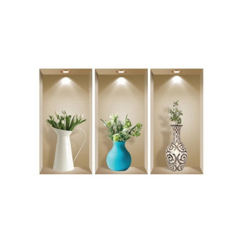Homeroots Set Of Three Ava Faux Niche 3d Peel And Stick Wall Decals - Easy Application For Stunning Decor  Vinyl 565379