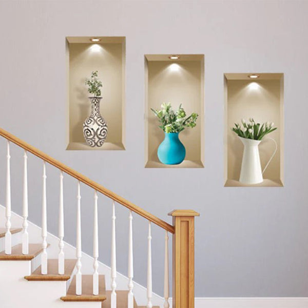 Homeroots Set Of Three Ava Faux Niche 3d Peel And Stick Wall Decals - Easy Application For Stunning Decor  Vinyl 565379