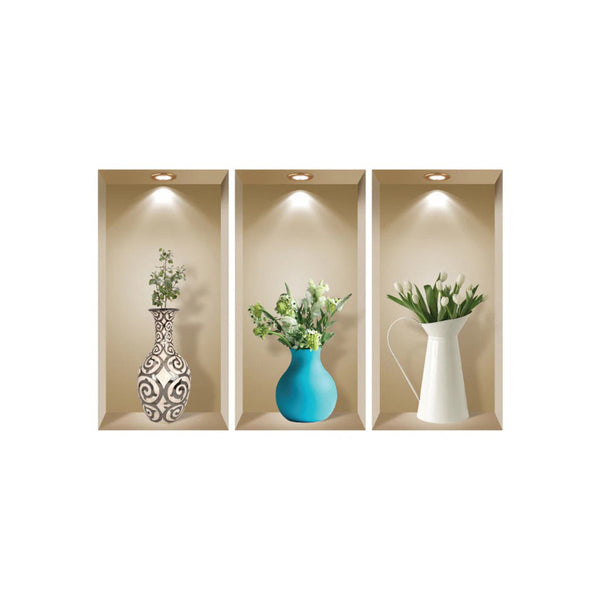 Homeroots Set Of Three Ava Faux Niche 3d Peel And Stick Wall Decals - Easy Application For Stunning Decor  Vinyl 565379
