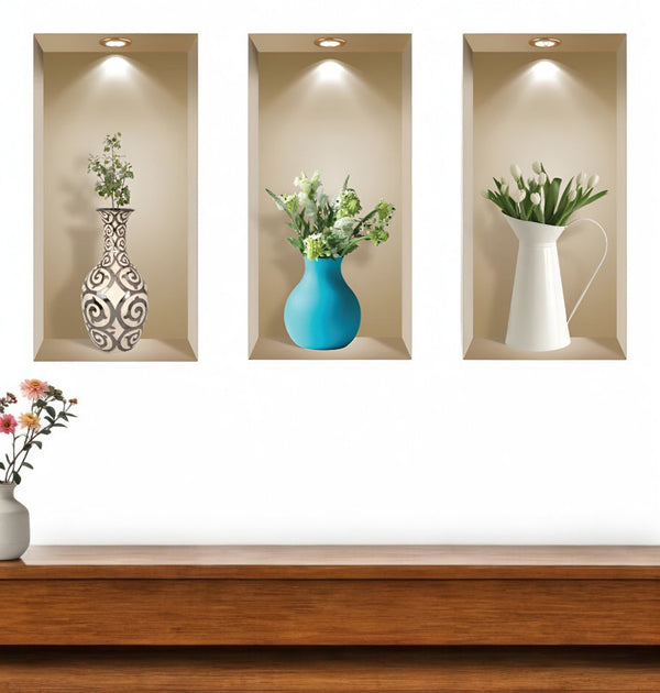 Homeroots Set Of Three Ava Faux Niche 3d Peel And Stick Wall Decals - Easy Application For Stunning Decor  Vinyl 565379