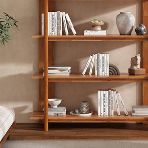 English Elm Christopher Knight Home® - Big 4-Tier Wooden Open Bookcase Acacia Wood Teak Finish — Sturdy 4-Shelf Display, 180 lb Capacity, Anti-Tip Stabilizer (75.5 x 19.5 x 11.4) N758P303160T