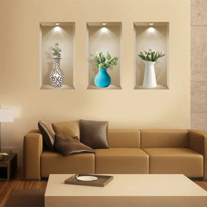 Homeroots Set Of Three Ada Faux Niche 3d Peel And Stick Wall Decals  Vinyl 565380