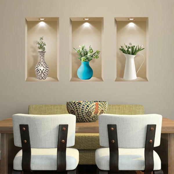 Homeroots Set Of Three Ada Faux Niche 3d Peel And Stick Wall Decals  Vinyl 565380