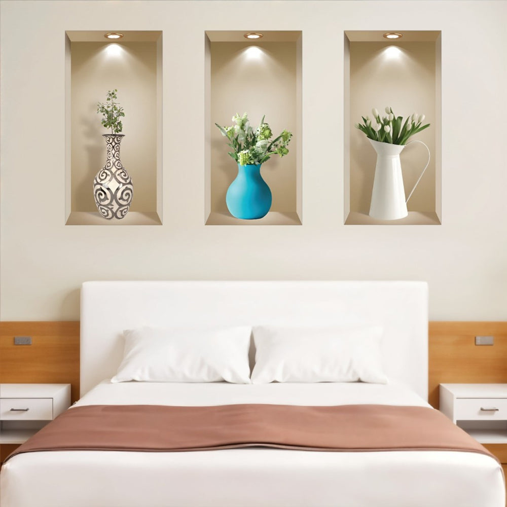 HomeRoots Set of Three Ada Faux Niche 3D Wall Decals - Easy Peel and Stick Design for Instant Room Makeover! 565380