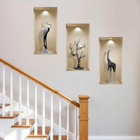 Homeroots Set Of Three Ama Faux Niche 3d Peel And Stick Wall Decals - Easy Removable Art For Stunning Decor!  Vinyl 565382