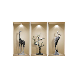 HomeRoots Set of Three Apa Faux 3D Peel and Stick Wall Decals for Instant Home Upgrade and Style Boost 565383